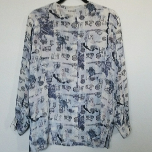 Annie Alexander vintage silk long sleeve button down blouse medium - Picture 5 of 8